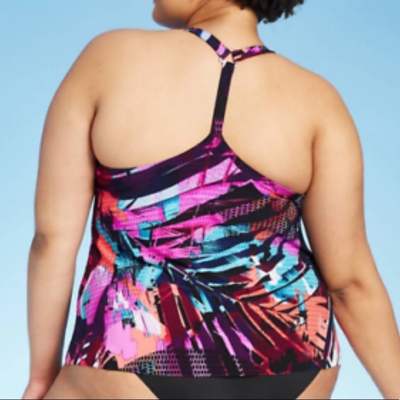 New Aqua Green Plus Size Racerback Tankini - Picture 2 of 7
